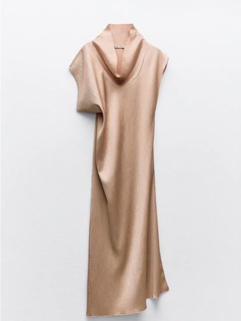 Zara champagne gold ribbed maxi dress